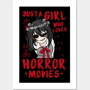 Just A Girl Who Loves Horror Movies - Anime Girl Posters and Art